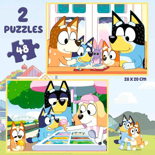 Mala 2 Puzzles Bluey – Educa - 2x48 Peças