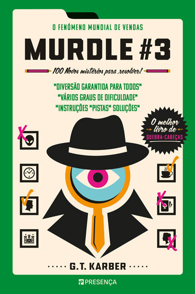 Os quatro volumes de Murdle de G. T. Karber lado a lado, edição portuguesa