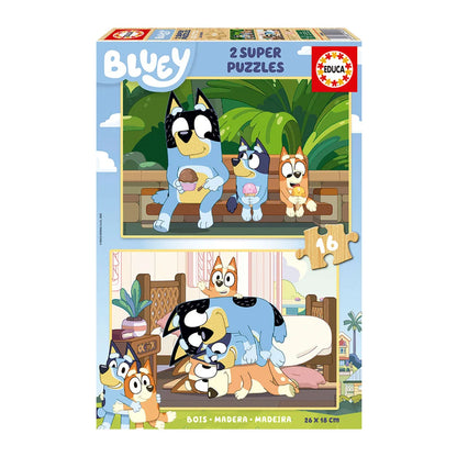 Puzzle Bluey 2 em 1 em Madeira – Educa - 2x16 Peças