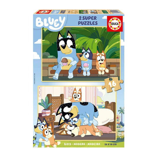 Puzzle Bluey 2 em 1 em Madeira – Educa - 2x16 Peças