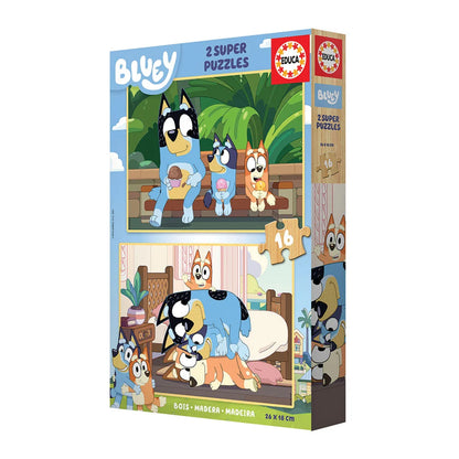 Puzzle Bluey 2 em 1 em Madeira – Educa - 2x16 Peças