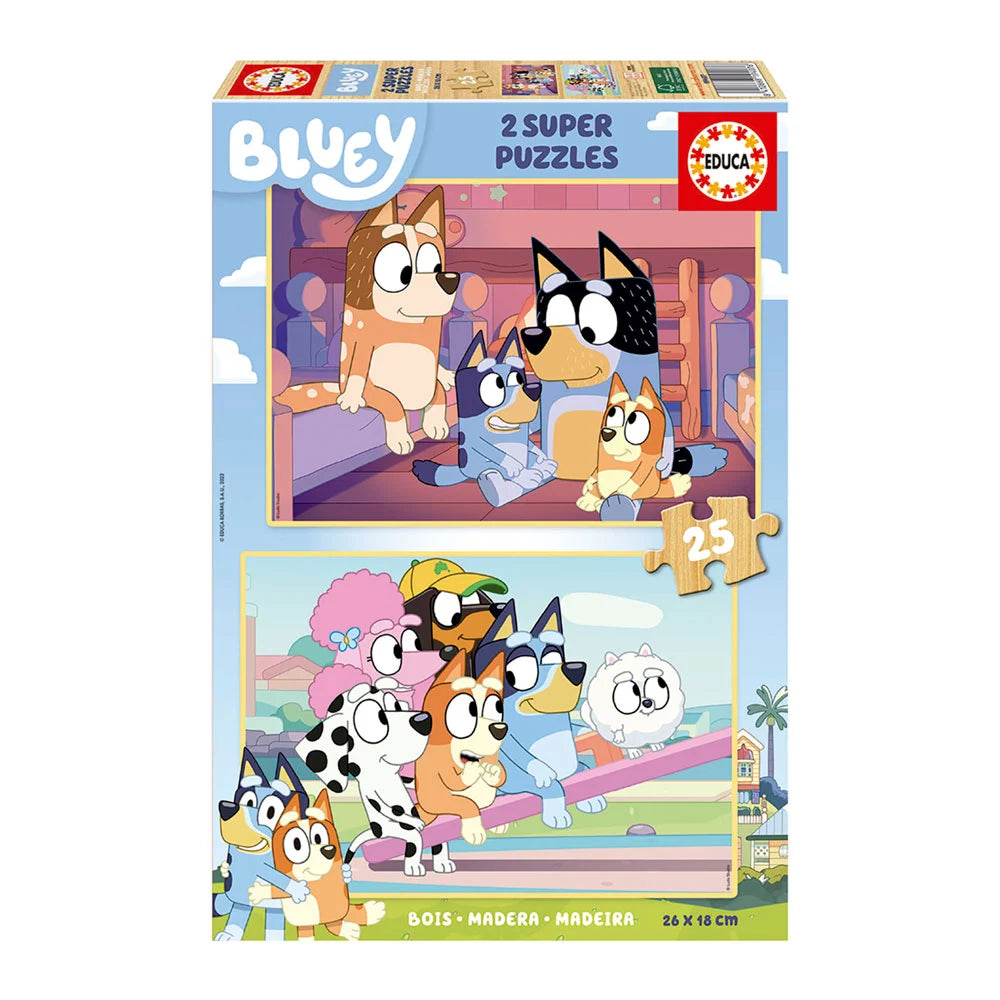 Puzzle Bluey 2 em 1 em Madeira – Educa - 2x25 Peças