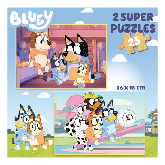 Puzzle Bluey 2 em 1 em Madeira – Educa - 2x25 Peças