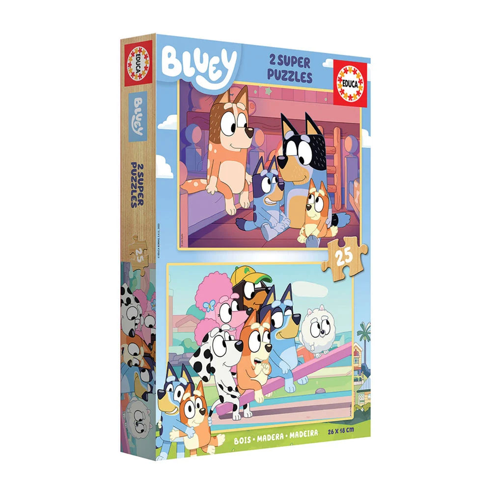 Puzzle Bluey 2 em 1 em Madeira – Educa - 2x25 Peças