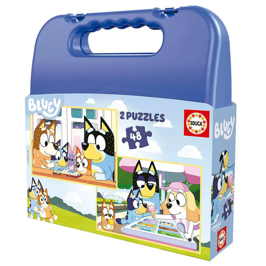 Mala 2 Puzzles Bluey – Educa - 2x48 Peças