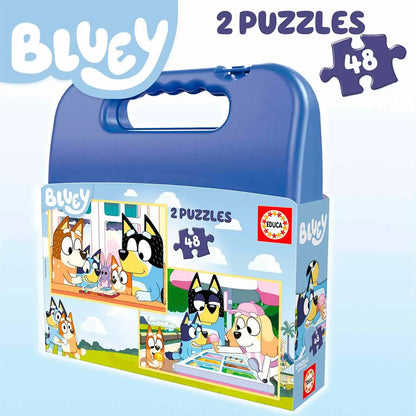 Mala 2 Puzzles Bluey – Educa - 2x48 Peças