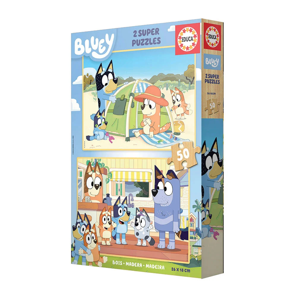 Puzzle Bluey 2 em 1 em Madeira – Educa - 2x50 Peças