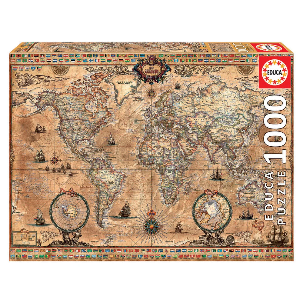 Puzzle Mapa Antigo do Mundo – Educa - 1000 peças