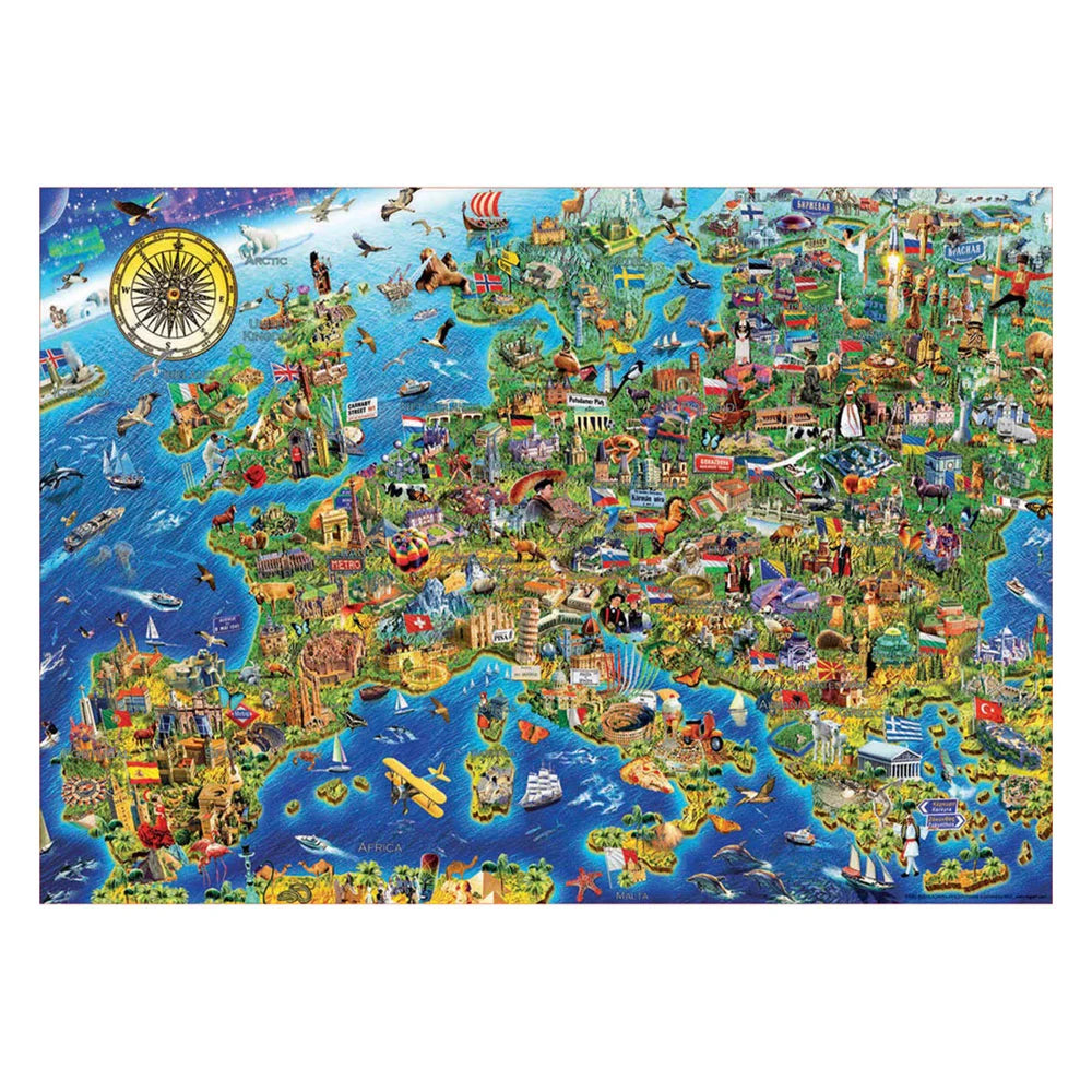 Puzzle Mapa Ilustrado da Europa – Educa - 500 peças
