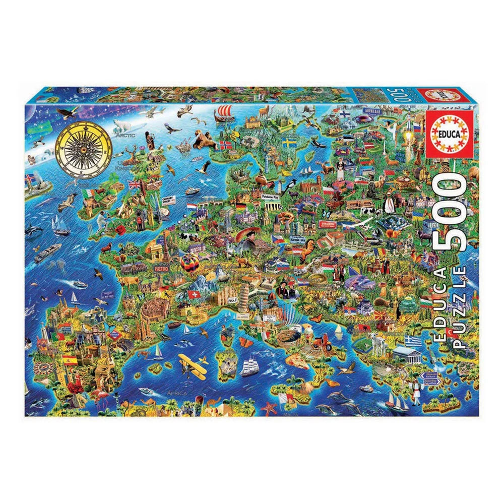 Puzzle Mapa Ilustrado da Europa – Educa - 500 peças