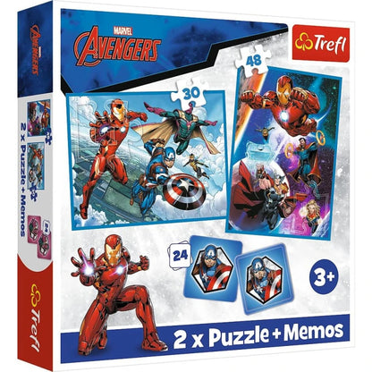 Puzzle Marvel Avengers 2 em 1 “Heróis em Ação” - 30+48 Peças